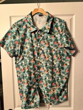 BDA SPORTS x CHICAGO CUBS Mens Tropical Hawaiian Shirt Size XL Jim Beam